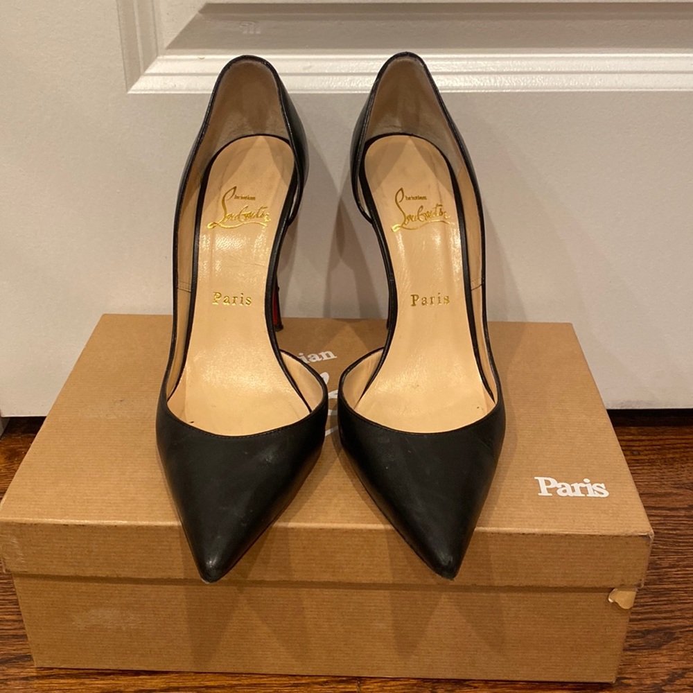 Christian Louboutin Iriza black leather heels size 38 100 heel